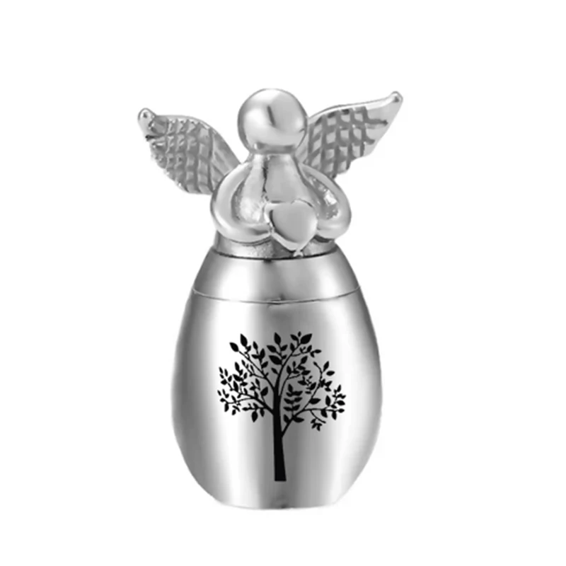 Angel Wing Keepsake Urns for Human/Pet Ashes Holder Mini Cremation Urns Stainless Steel Memorial Ashes Decorative Jar Jewelry