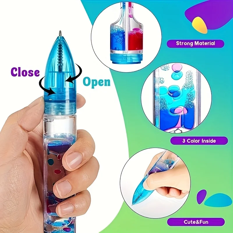 1PC Liquid Motion Bubble Pen Retractable Ballpoint 6 Colors for Study/Office Anxiety Relief