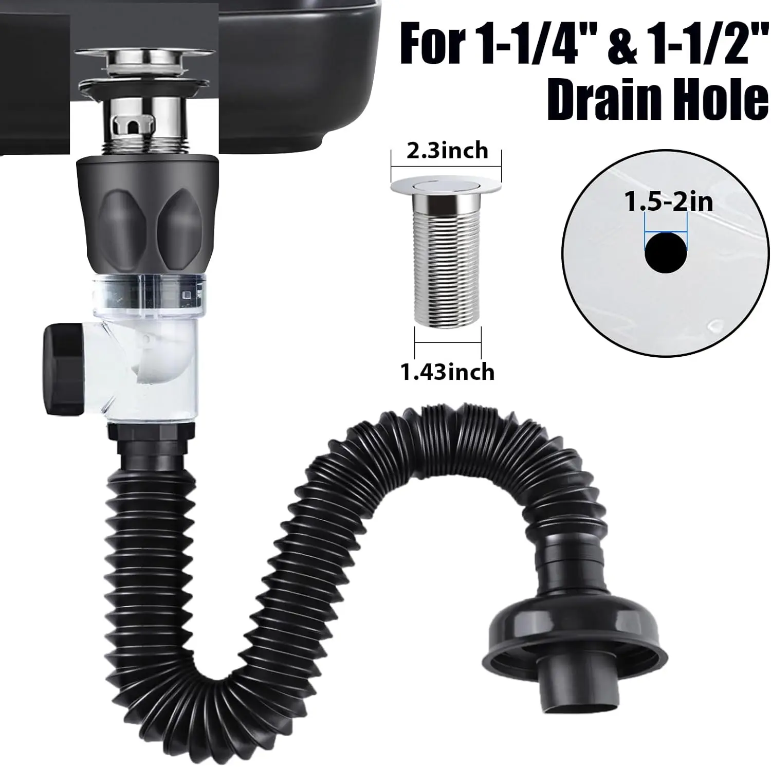 1Pc Kitchen Sink Drain Pipe Flexible Stretchable Deodorant Strainer Pipeline Bathroom Washbasin Anti Blockage Accessories