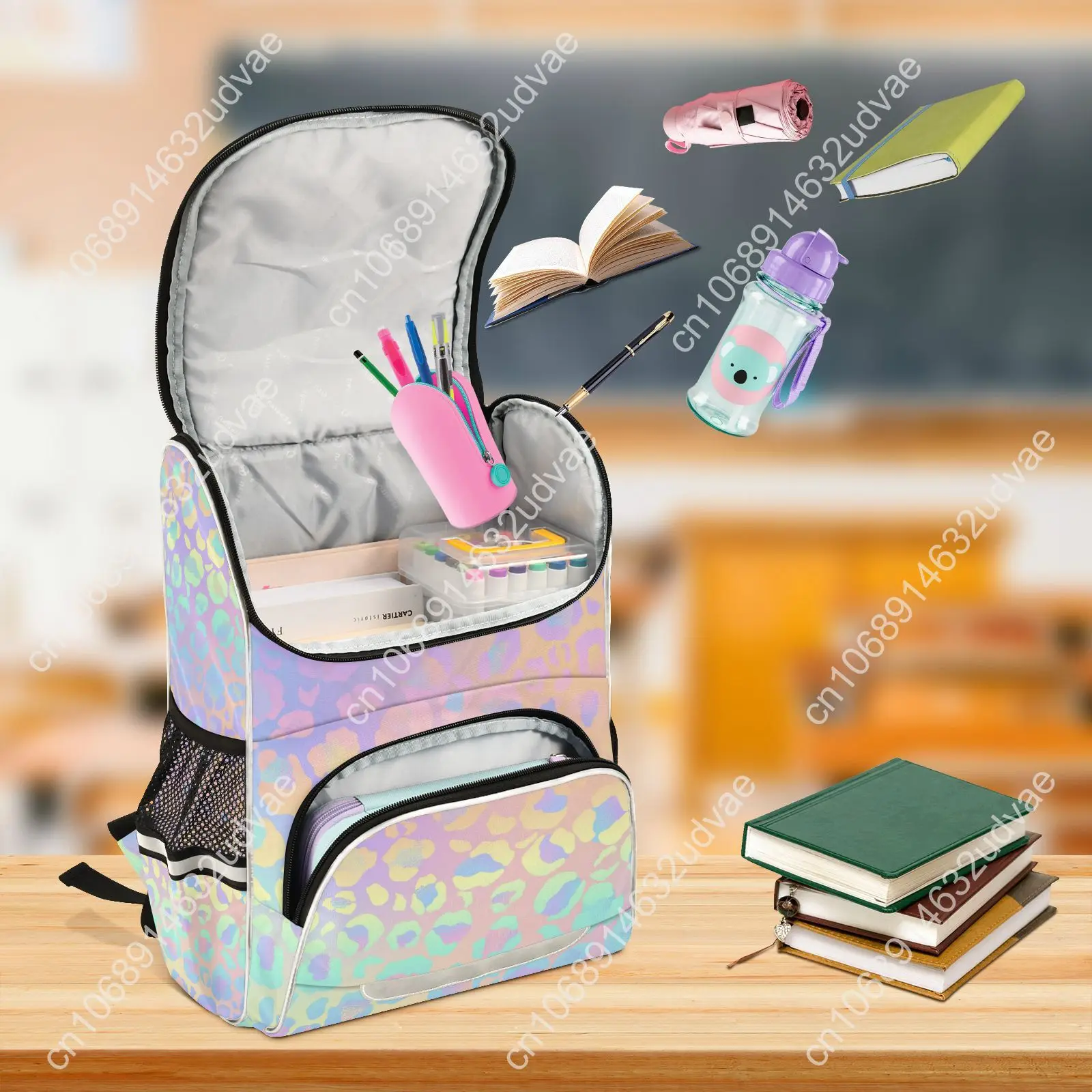 New Schoolbag Children Backpack Girl Primary Rainbow Leopard Tie-dye Reflective Stripe Book Bag Multi Pockets Japanese Backpacks