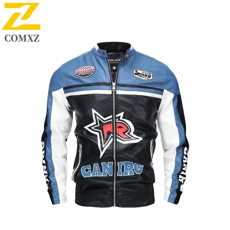 COMXZ Men Retro Leather Jacket Premium Lapel Outdoor Travel Motorcycle Coat American Style Fashion Lightweight Autumn Clothes