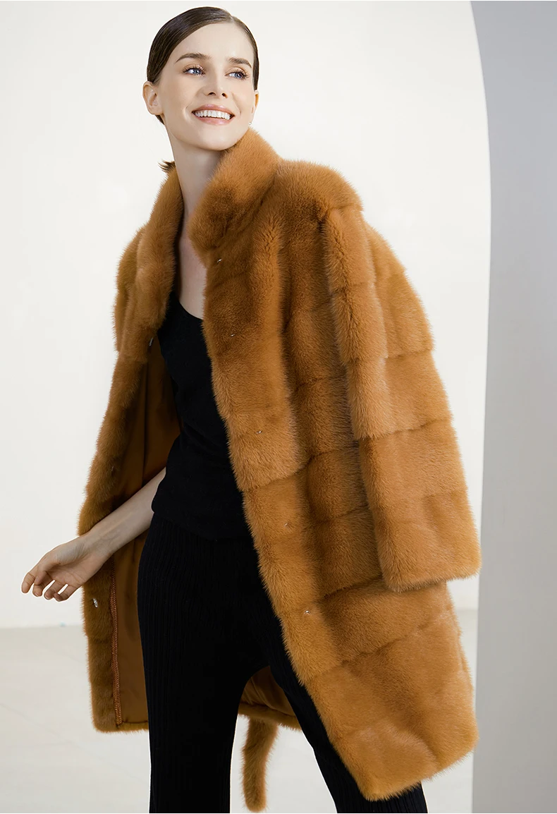

Women Real Fur Coat 100% Natural Fur Jacket Female Winter Warm Leather Mink Fur Coat High Quality Grey Coffee Free Shipping
