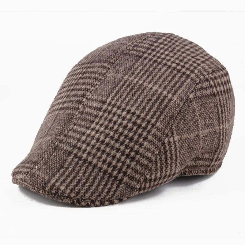 Autumn and checkered duck hat brushed fabric warm beret classic winter cap_voghion.com