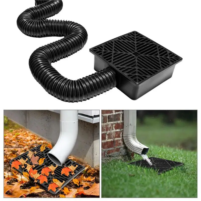 Nenhum Dig Flexível Catch Basin Downspout Extensão Storm Drain Catch Sistema de Drenagem Francês Tubo para Jardim Quintal Gramado