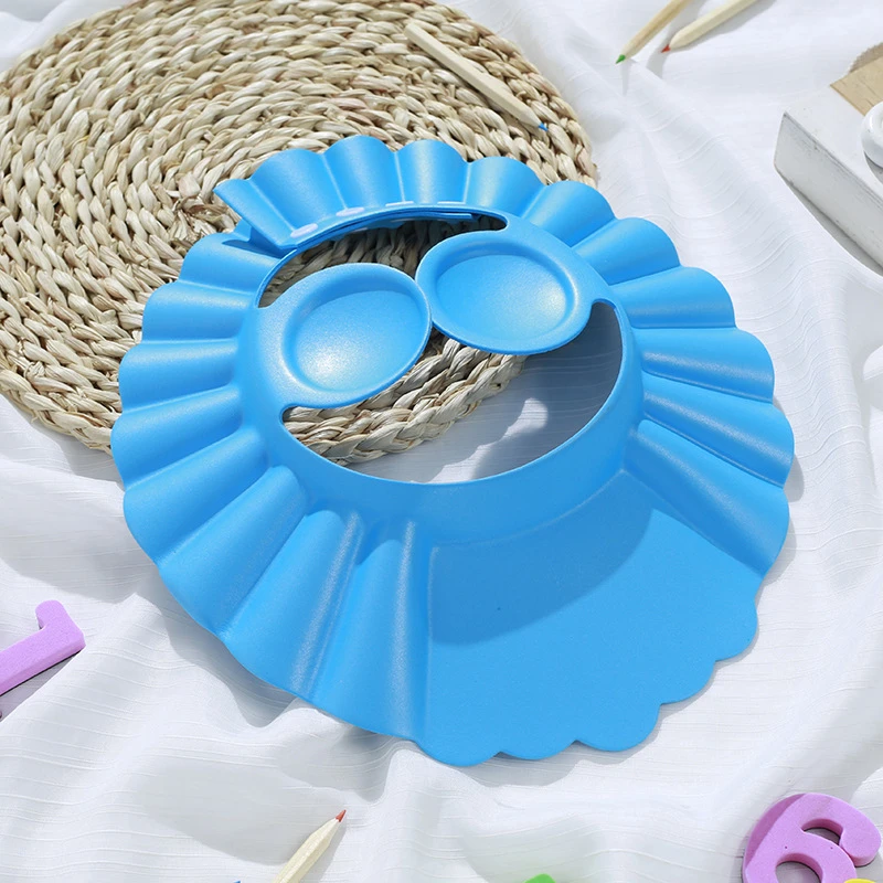 Kids Baby Adjustable Soft Silicone Waterproof Shield Shampoo Solid Color Children&lsquo;s Shower Bath Visor Hat Cap Protect Eyes/Ears