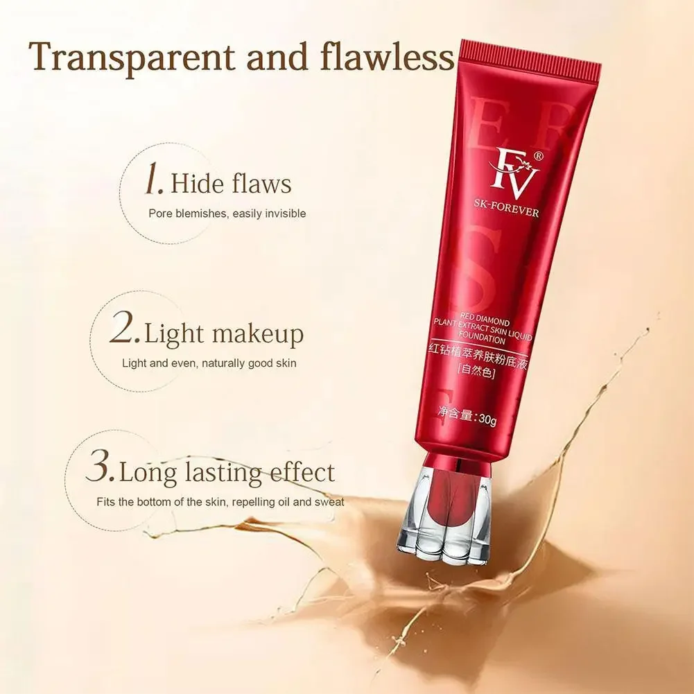 FV Foundation Liquid Ginseng Bird's Nest Polypeptide Concealer Skin Nourishing BB Cream Makeup Cosmetics Red