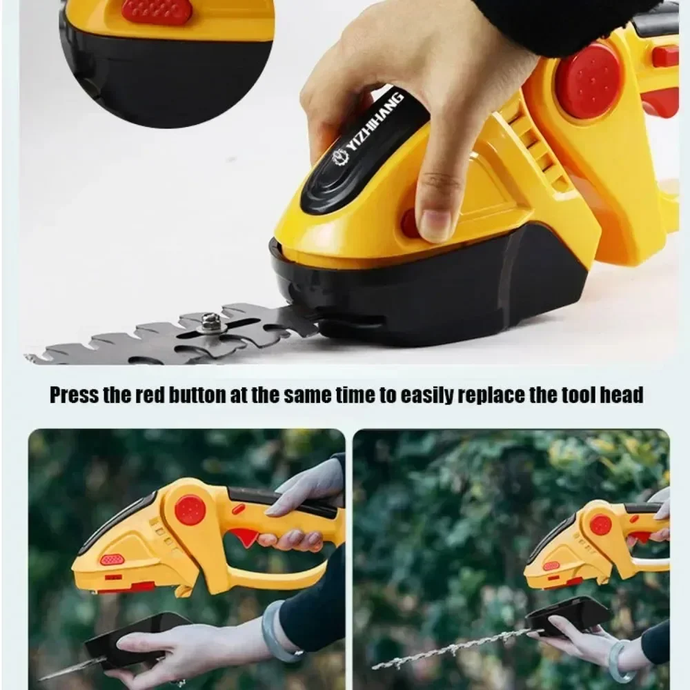 21V 2 in 1 Electric Battery Pruner Electric Hedge Trimmer 20000rpm Household Wireless Lawn Mower Pruner Garden Bush Scissors 3