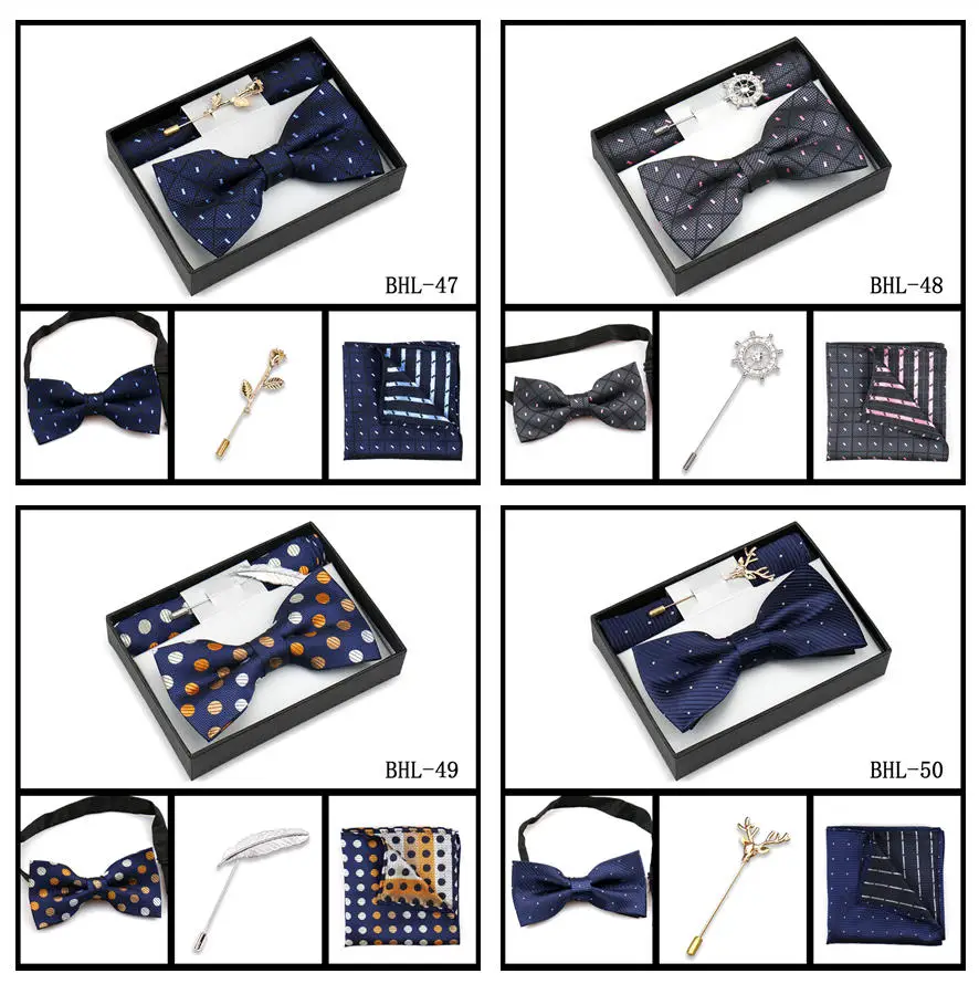 Vintage Fliege-Set für Herren Paisley Klassische Fliege Einstecktuch Brosche Set mit Geschenkbox Herren Business Hochzeit Anzug Accessoires – Detail 19