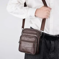 Nouveau sac à bandoulière en cuir véritable pour hommes sac à bandoulière multifonctionnel tendance verticale porte-documents sac de messager de voyage décontracté 6