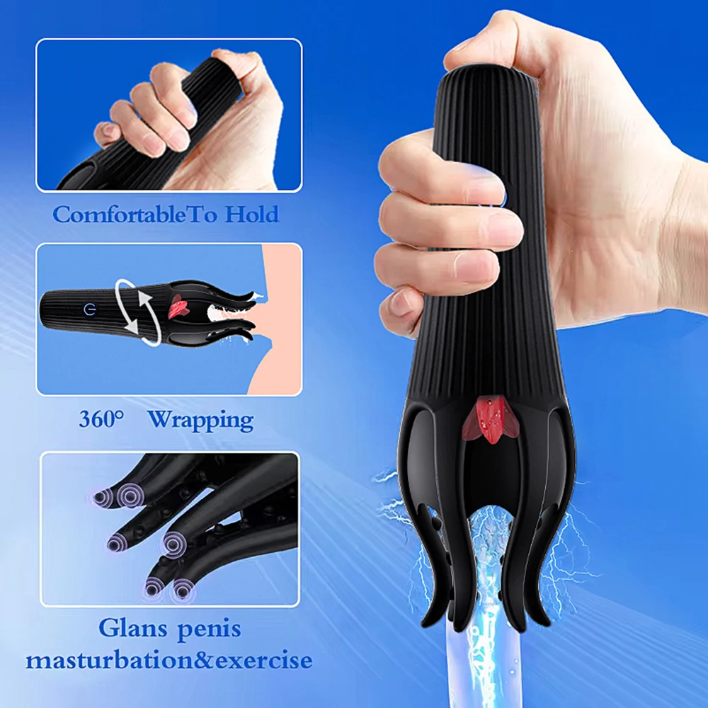 Male Tongue Licking Penis Masturbator 10 Speed Glans Vibrating Massager Endurance Trainning Sex Toys