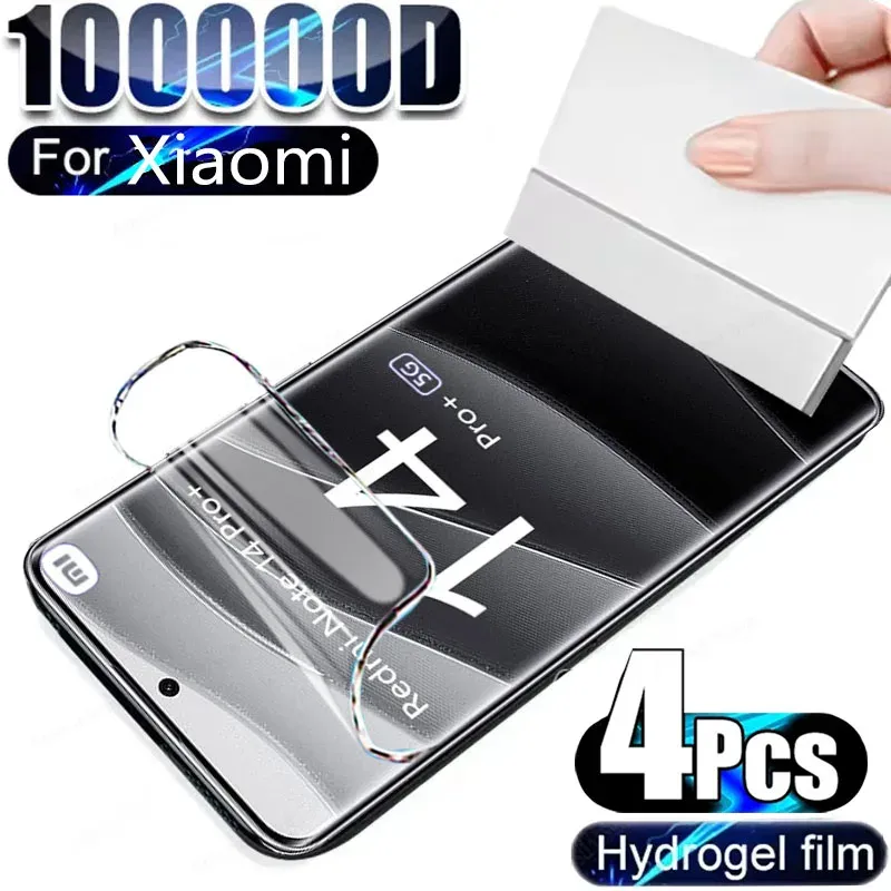 4PCS Hydrogel Film For Xiaomi Redmi Note 14 Pro Plus 13 12 11 Screen Protector Redmi 14C 13C 12C A3 A1 A2 Plus Turbo 3 Gel Film