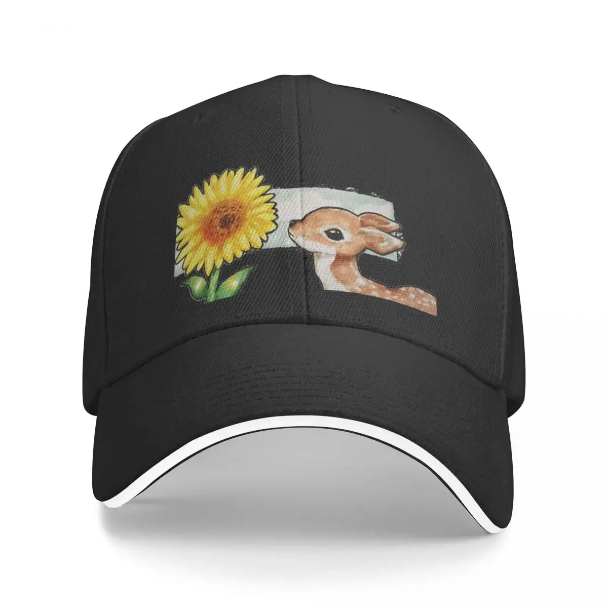 

New Cute Deer and Sunflower Painting Baseball Cap Mountaineering Hats Luxury Woman Cap Men's