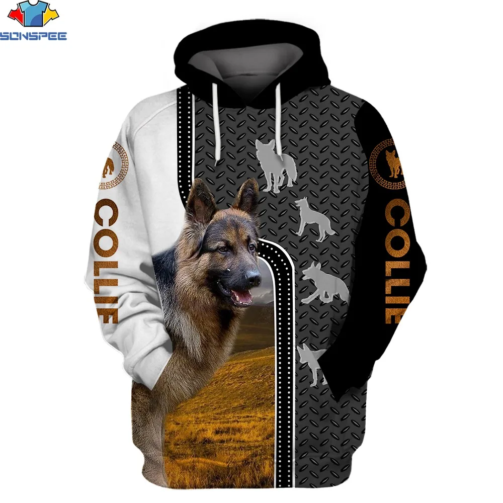 

SONSPEE 3D Printing Winter Autumn Men Women Long Sleeves Hoodie Doghead German Shepherd Animal Sport Leisure Loose Pullover Coat