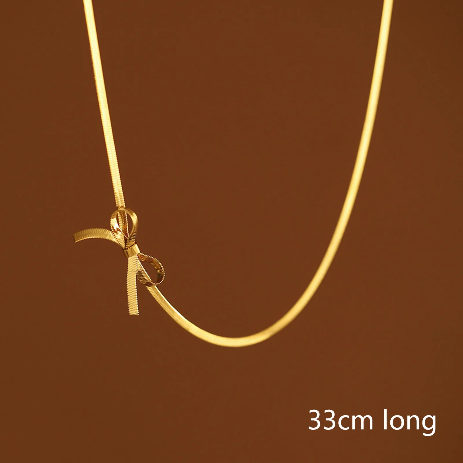 1 Stück klassische 304 Edelstahl Schleife Knoten Halsband Halskette für Frauen Schmuck Schlangenkette Party Geschenk Party 33 cm lang – Detail 5