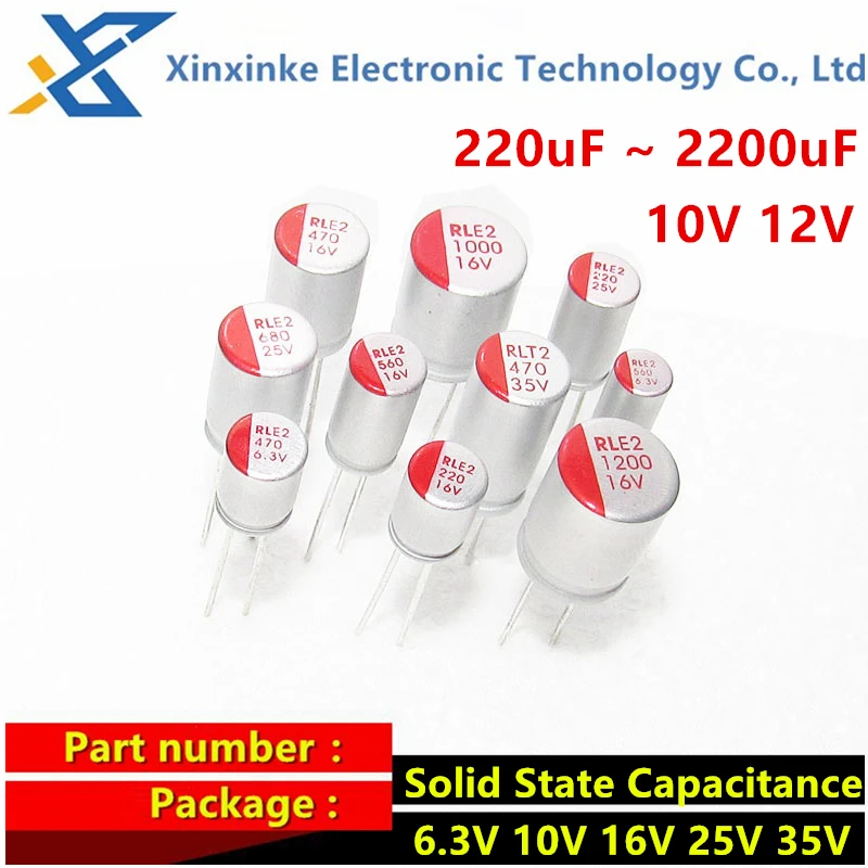 5PCS Electrolytic capacitance DIP Capacitor Solid State Capacitance 10V 12V 220/330/470/560/680/820/1200UF In Stock