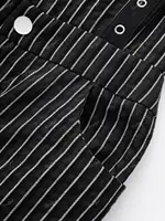 ROSEGAL Gothic Striped Printed Women's Jumpsuits Black O-Ring Crisscross Strappy Buckle Grommet Button Backless Pants Jumpsuit - Image 3