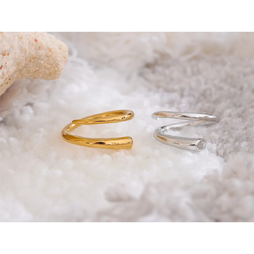 Yhpup Minimalist 316L Stainless Steel Metal Fashion Ring