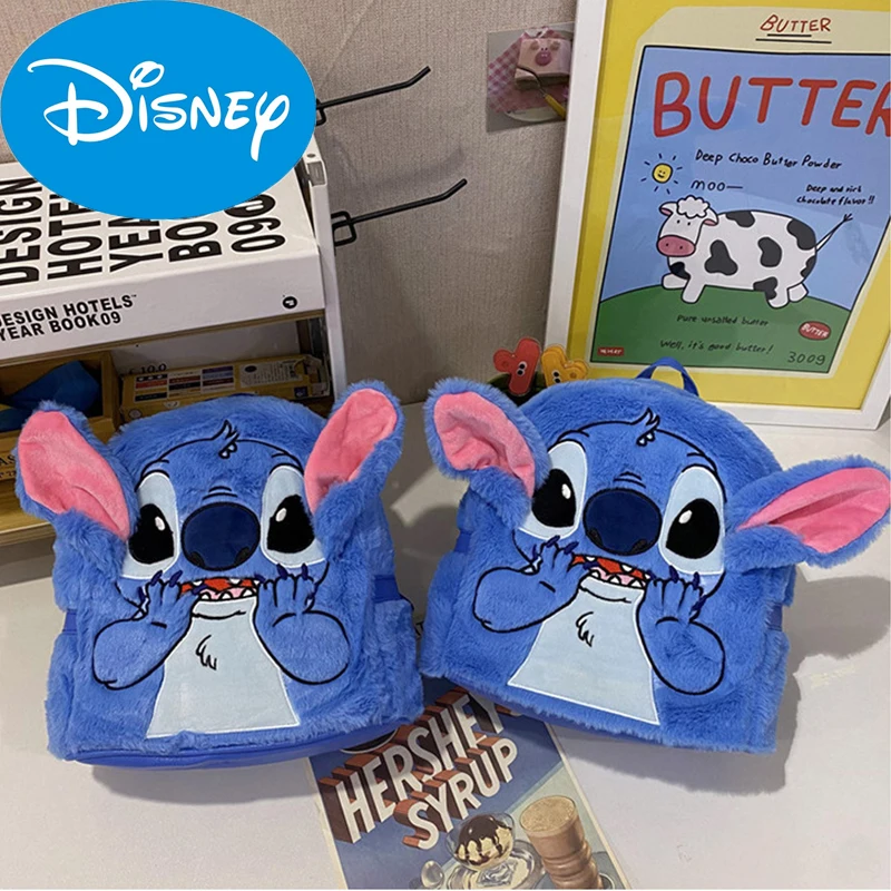 

Disney Lilo Stitch Plush Backpack Cartoon Stitch Plush Backpack Large Capacity Zipper Bag Children's Christmas Gift for Girls