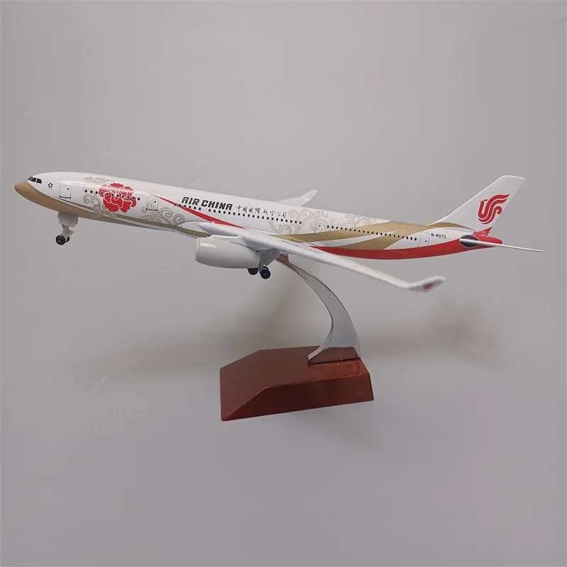 20cm Alloy Metal Air China Red Peony Airbus 330 A330 Airlines Airplane Model Diecast Plane Model Aircraft w Wheels Landing Gears