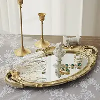 European Style Retro Vanity Mirror Tray Dressing Table Jewelry Cosmetic Perfume Storage Tray Decoration Display Home Ornament 2