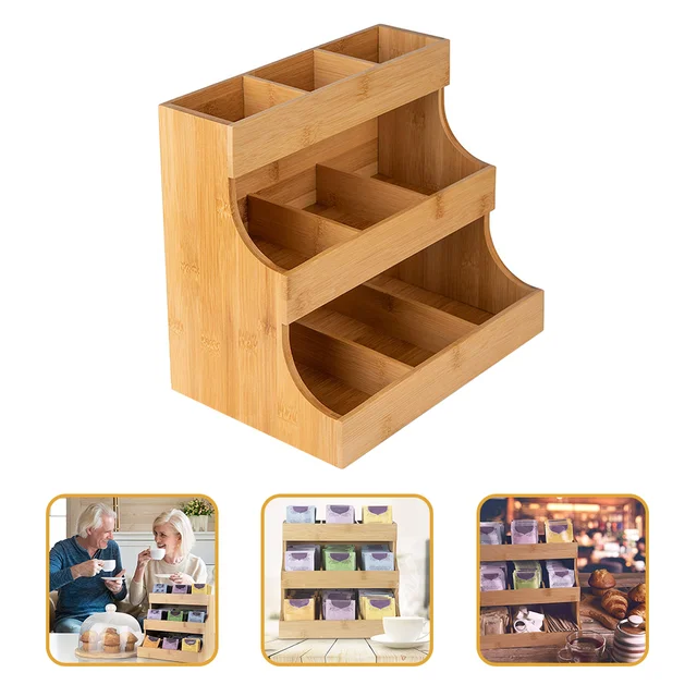 Biscuit Box Sugar Bag Holder Necklace Display Stand Counter Tea Storage Rack Wood Hotel Jewelry Stands: A Stylish and Efficient Tea Bag Organizer