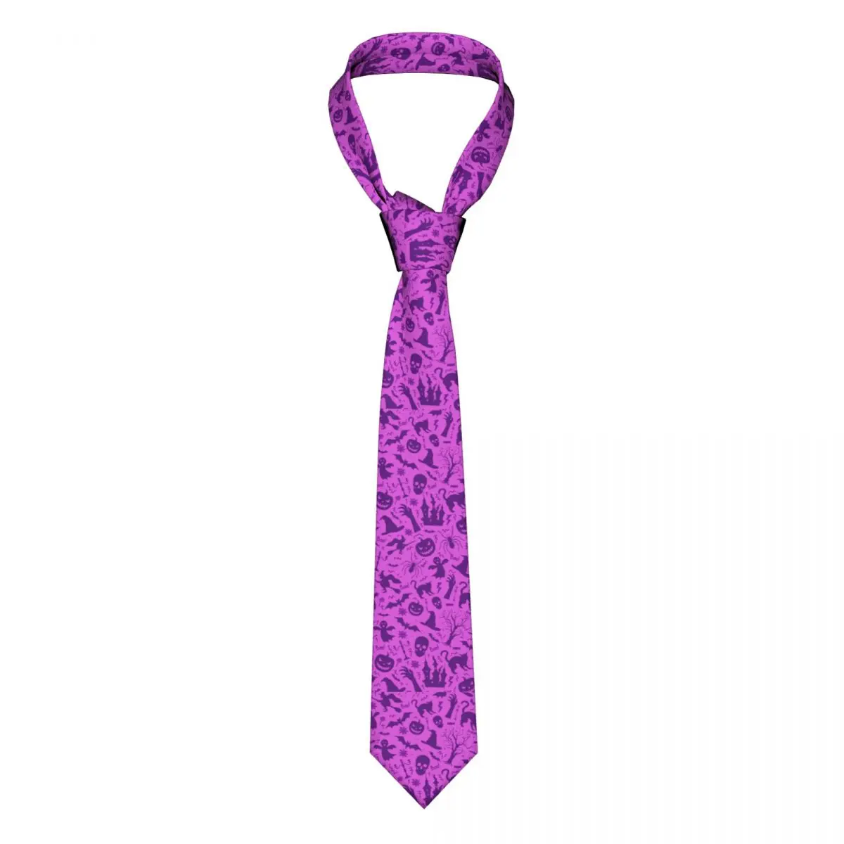 

Purple Pumpkin Castle Skull Ghost Tree Cat Tie For Men Women Necktie Tie Clothing Accessories