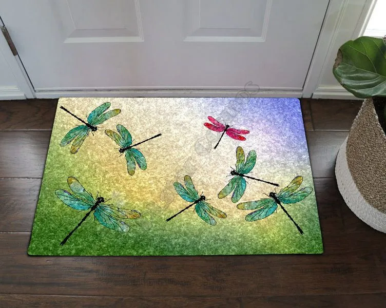 

Противоскользящие 3D напольные коврики Dragonfly для любой двери, декоративный Придверный коврик для крыльца