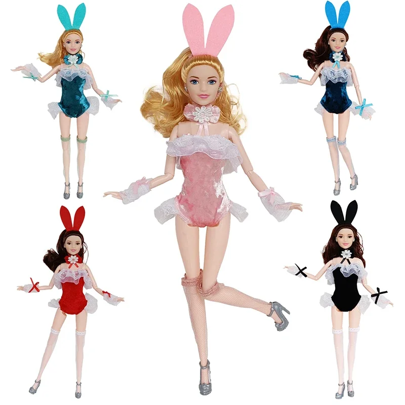 Bunny Girl 1/6 Doll Clothes For Barbie Doll Outfits Clothing Lace Bodysuit Headwear Socks 11.5