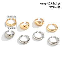 8 Pcs Chunky Open Smooth Surface Rings Set for Women Trendy Gold Color and Silver Color Mixed Finger Rings Accessories Fashion - Image 6