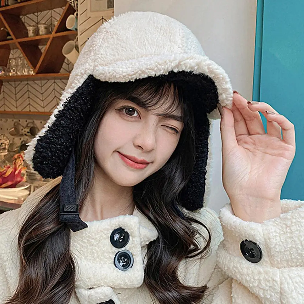 패션 라이딩 모자 이어 플랩 캡, 이어 플랩 인공 양모 자전거 캡