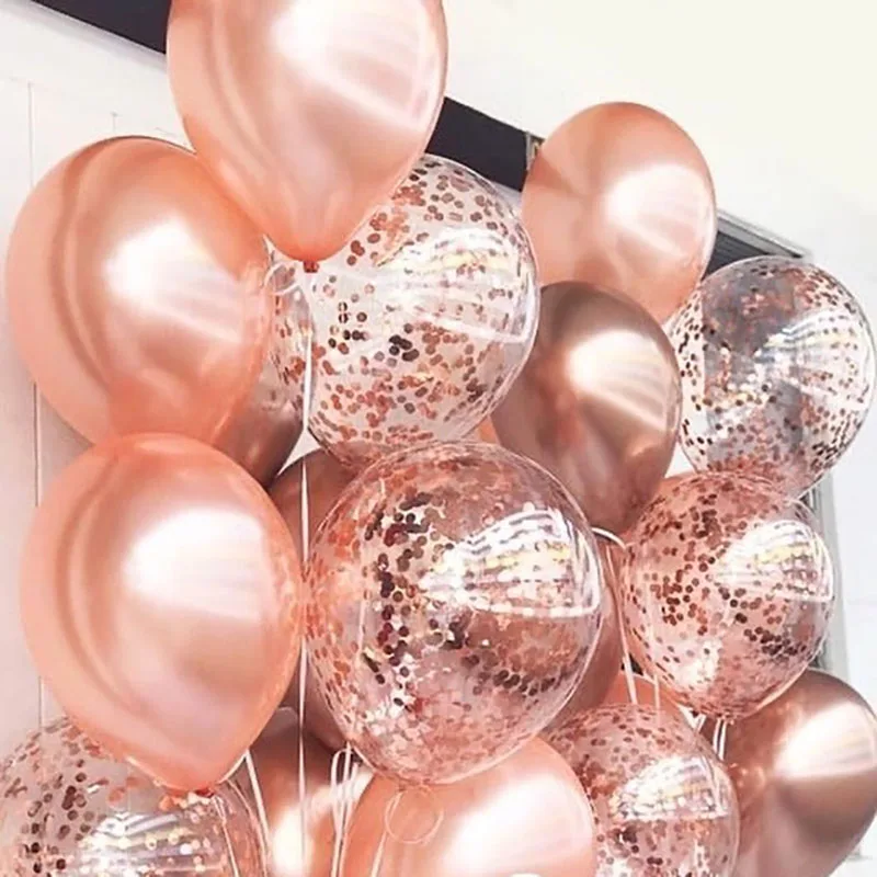

15pcs Rose Gold Confetti Latex Balloons Birthday Party Decorations Kids Adult Boy Girl Baby Shower Wedding Helium Globos Supplie
