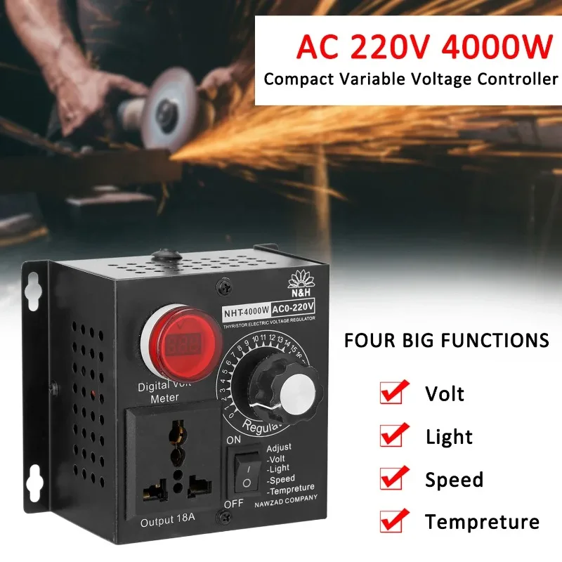 AC 110V 220V 전압 조정기 속도 온도 조명 전압 4000W 5000W 6000W 10000W 조정 가능한 가변 전압 컨트롤러