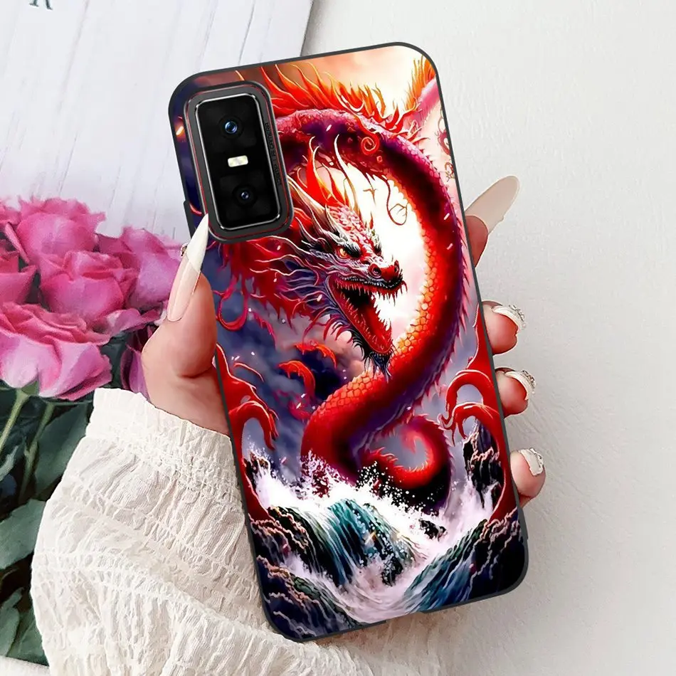 Cool Dragon Tiger Painted Soft Silicone Phone Case