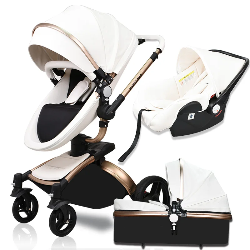 Eu Market Hot Sell Baby Strollers 3 In 1 Baby Stroller Leather Newborn
