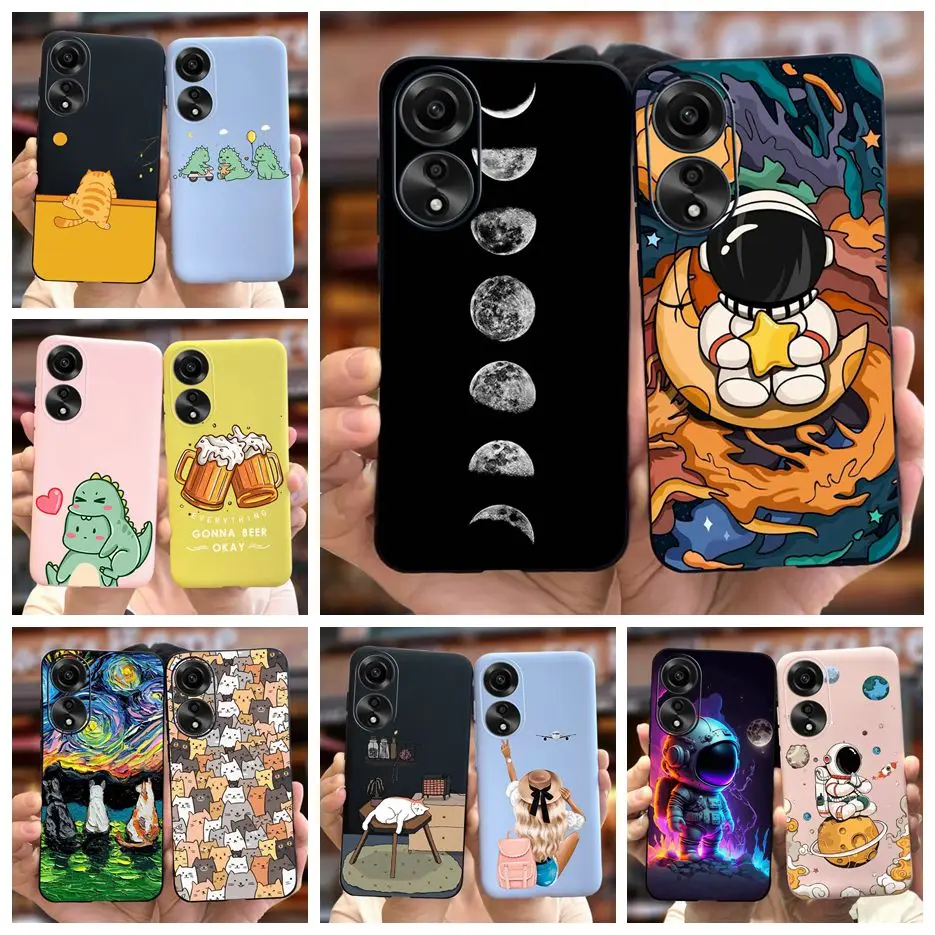 Per Oppo A78 4G Custodia Cph2565 Cute Fashion Cartoon Painted Cover Custodia Morbida In Silicone Per Oppo A78 A78 Oppoa78 5G Matte Coque