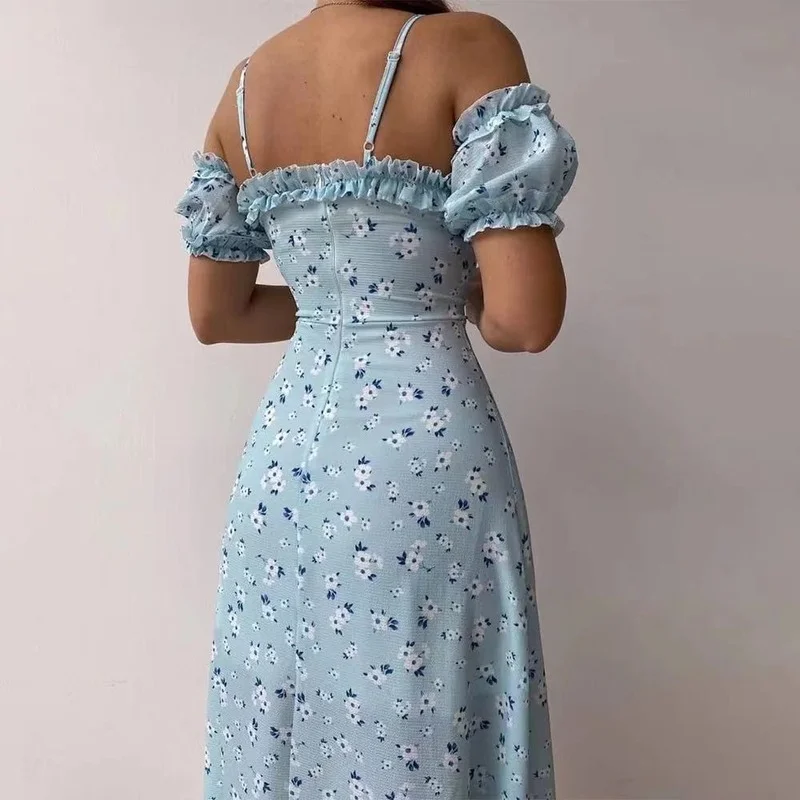 Women Elegant Floral Print Long Dress