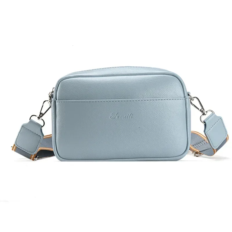 Bolso Cruzado Para Mujer, De Piel Auténtica, Correa Ancha, Bolso De
