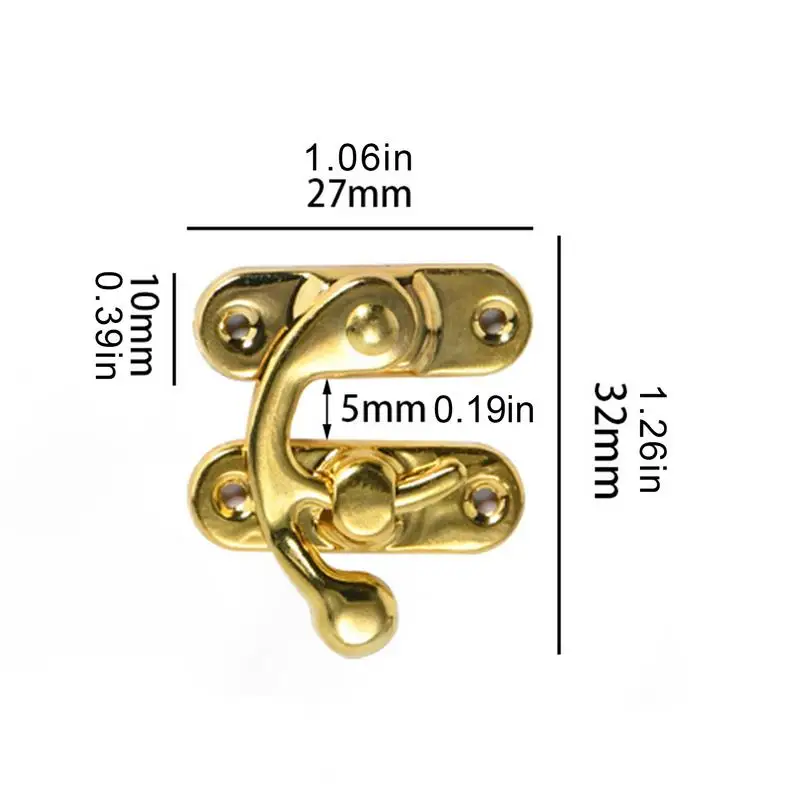 Wood Jewelry Box Hook Clasp Brass Retro Clasp Latch 2pcs For Antique Box Vintage Style Left And Right Hook Latch For Jewelry