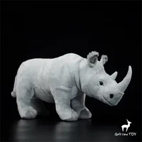 White Rhinoceros High Fidelity Anime Cute Plushie Rhino Plush Toys Lifelike Animals Simulation Stuffed Doll Kawai Toy Gifts Kids 1