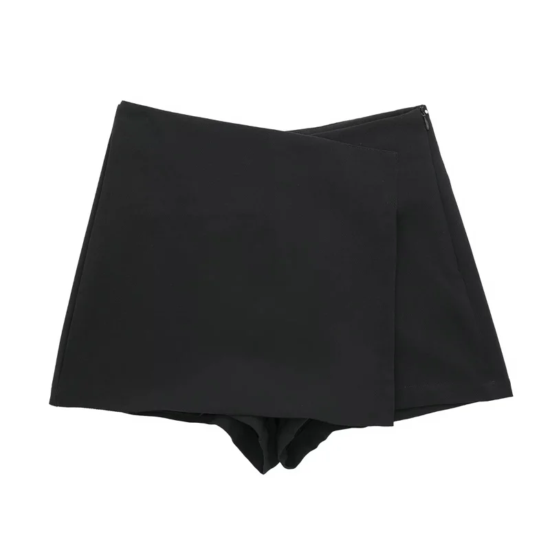 MUJER 2025 Asymmetric Skort For Women Black High Waist Mini Skirt Shorts Women Casual Bermuda Shorts Woman Summer Skirt Shorts