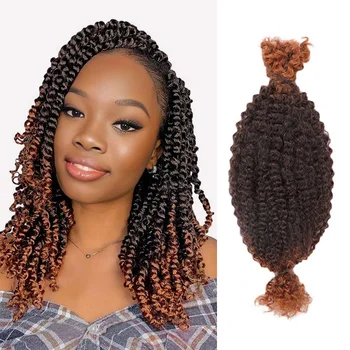 QVR Spring Twist Crochet Human Hair Ombre T1B/30 Afro Kinky Curly Braiding Hair Extension 1Pcs/50g Peruvian Remy Human Bulk Hair 1