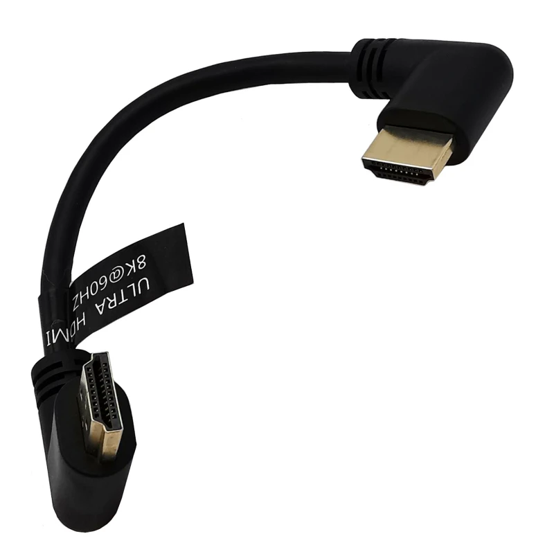 8k Short Double Right Angle Elbow Hdmi-compatible Cable Line 90 Degree Left Right Bend Ultra Hd Line Cable Wire Cord 2.1v Uhd Hd