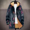 Men Cardigans Coats Koi Fish Printed Plush Thick Winter Geometric Abstract Art Graphic Jackets Casual Streetwear Unisex Clothing 1