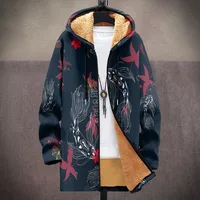 Men Cardigans Coats Koi Fish Printed Plush Thick Winter Geometric Abstract Art Graphic Jackets Casual Streetwear Unisex Clothing 1