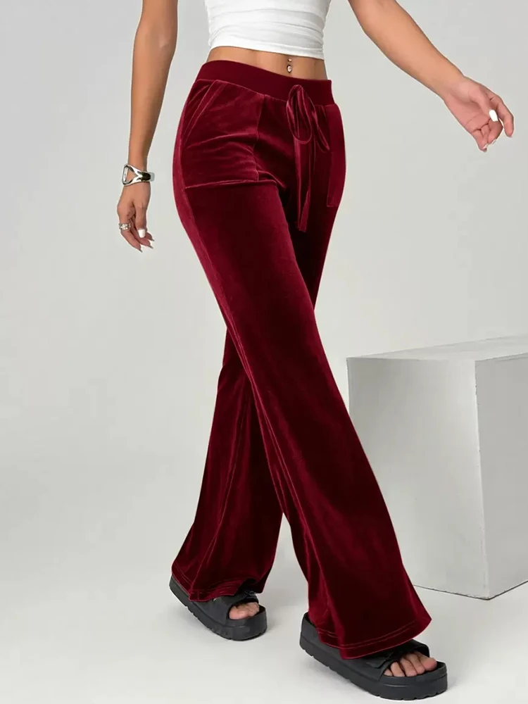 2025 Herbst und Winter Damen Micro-Schlaghosen Slim Fit und Figurformend Lässige Schlaghosen Samthose – Detail 14