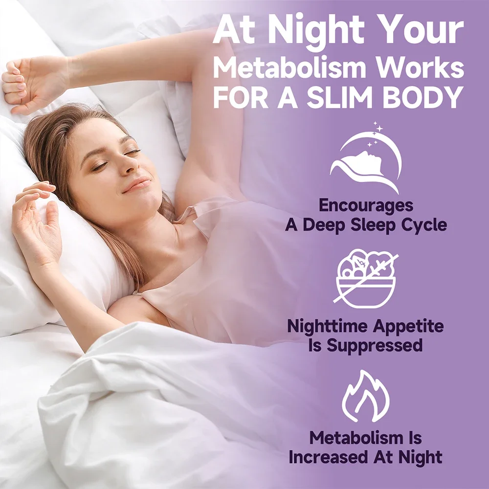 Nighttime Fat Burner-Natural Sleep and Nighttime Fat Burner-Appetite Suppressant and Detox, Metabolism, Vegetarian Capsules