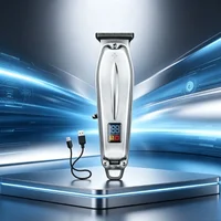 Ensemble de tondeuses à cheveux rechargeables/avec fil, tondeuse à cheveux électrique professionnelle avec peignes réglables (3-12 mm), moteur silencieux, pour hommes/femmes/enfants, usage domestique, rouge/bleu/noir/argent 3