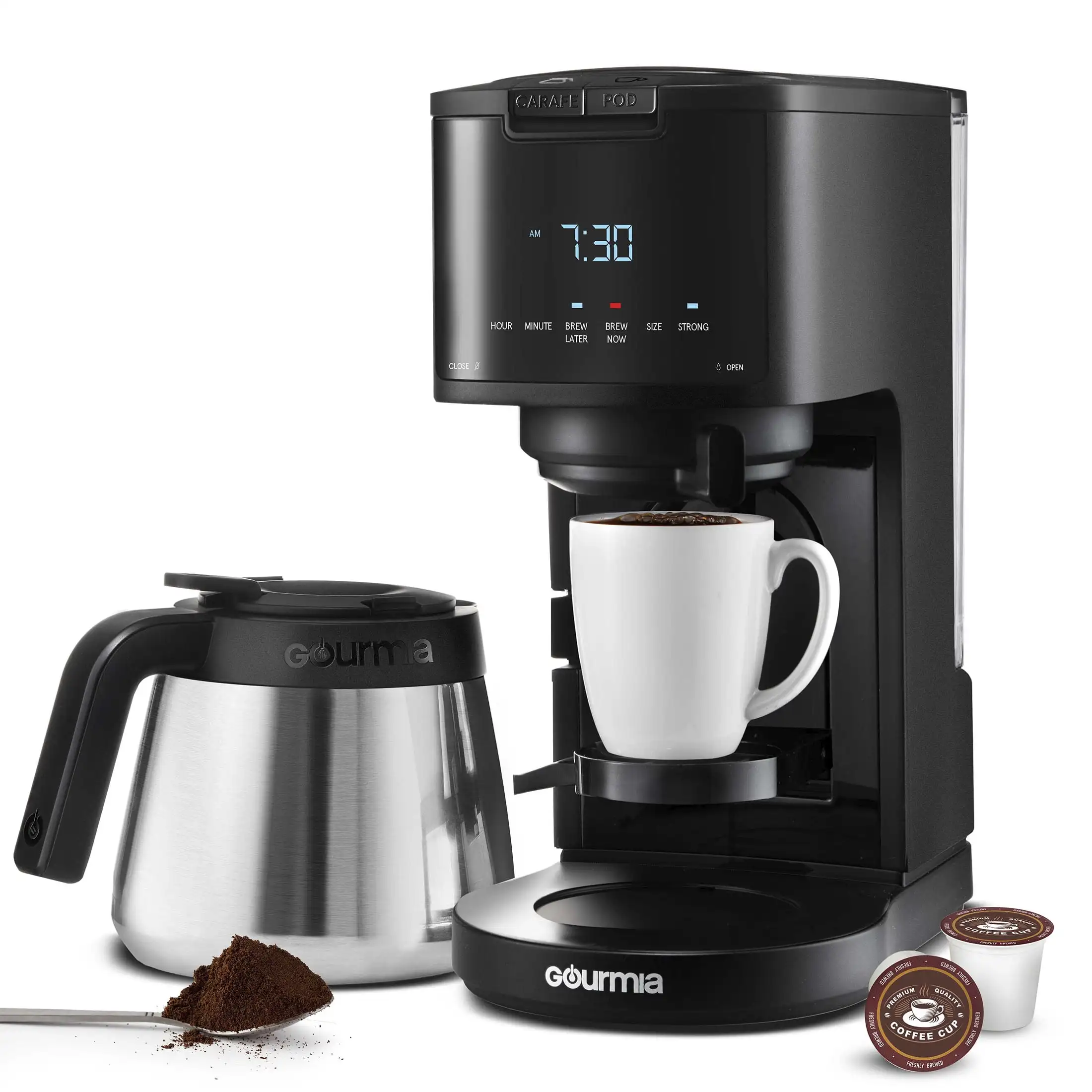 

Single Serve + 12 Cup Drip Coffee Maker, Thermal Carafe