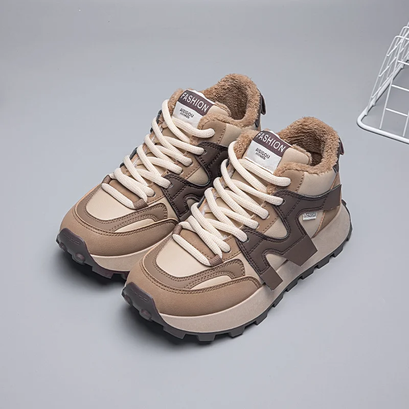 سميكة سوليد الأحذية الرياضية للنساء ، المخملية الا...