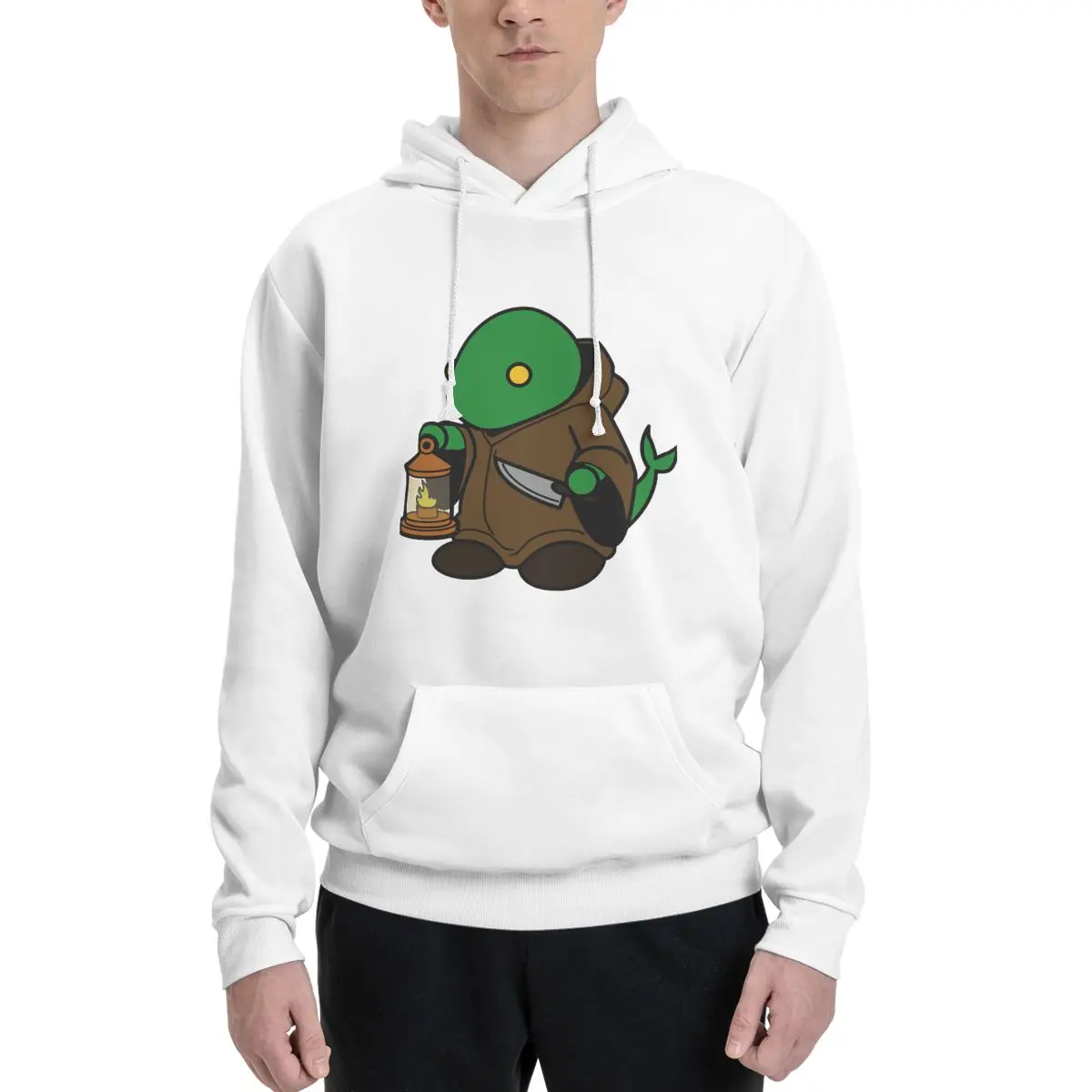 

Final Fantasy Tonberryer Couples Plus Velvet Hooded Sweater Home Cute Hooded rope pullover Novelty Vintage